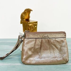 Coach Wristlet Gold Metallic